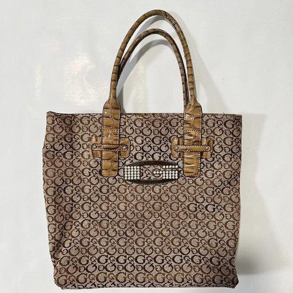 Guess Handbags - Guess LOGO Mocha Purse Handbag